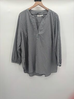 Vineyard Vines Dark Gray and White Striped Pullover Tunic Shirt Size 3X